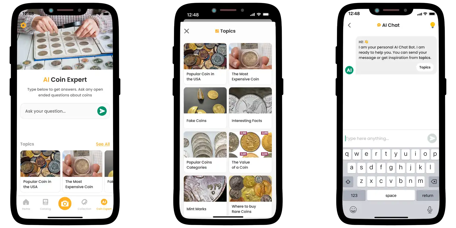 A screen from the Coin ID Scanner app.